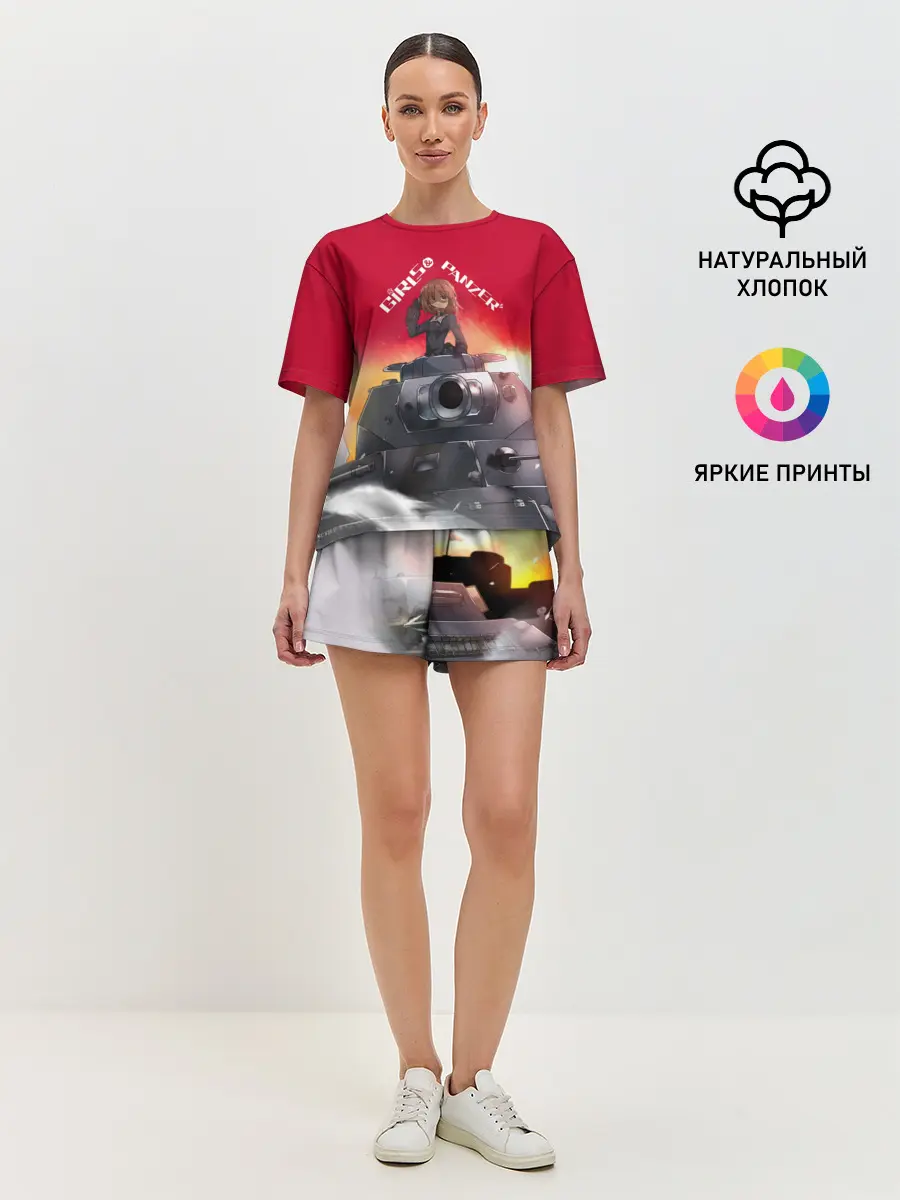 Женская пижама с шортами / Girls und Panzer | Девушки и танки