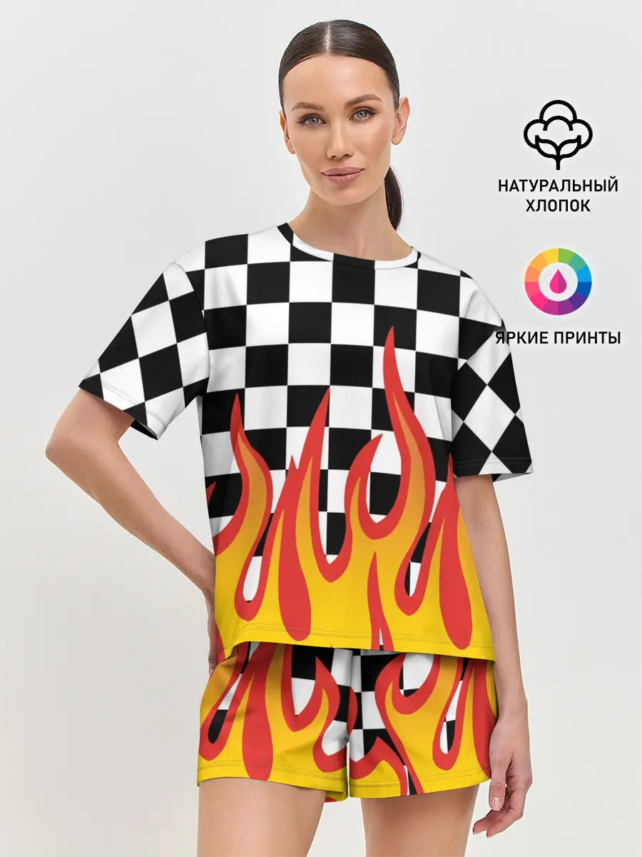 Женская пижама с шортами / ОГОНЬ / УЗОР / PATTERN