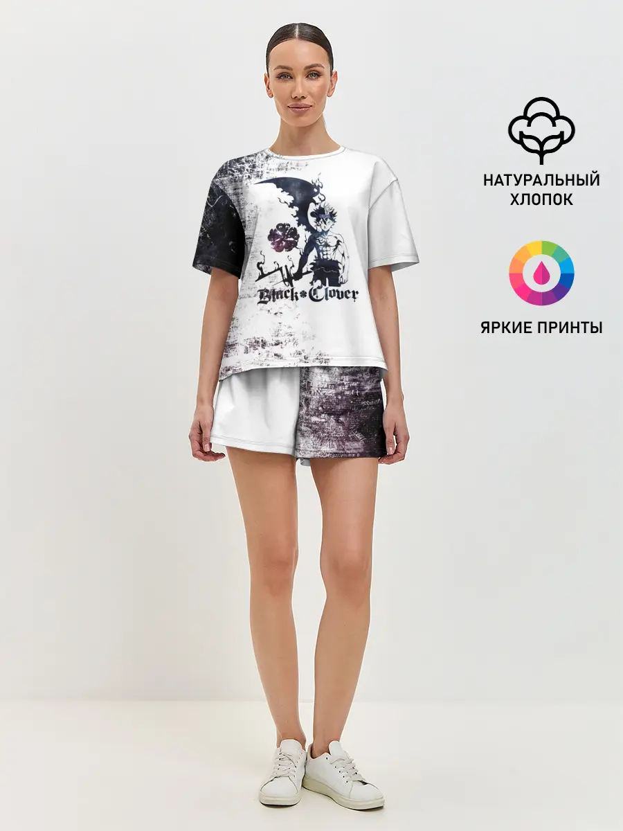 Женская пижама с шортами / Чёрный демонический Аста Либе