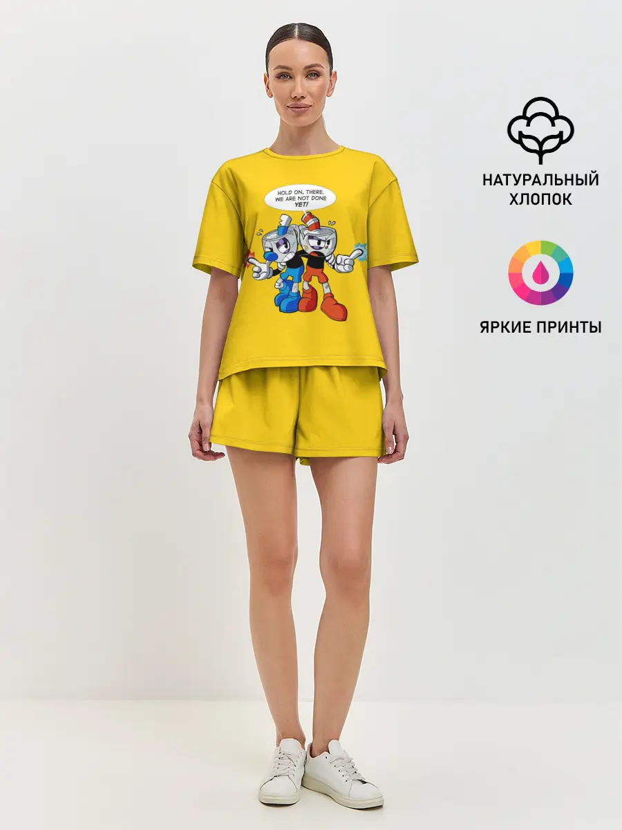 Женская пижама с шортами / Побитые кружки