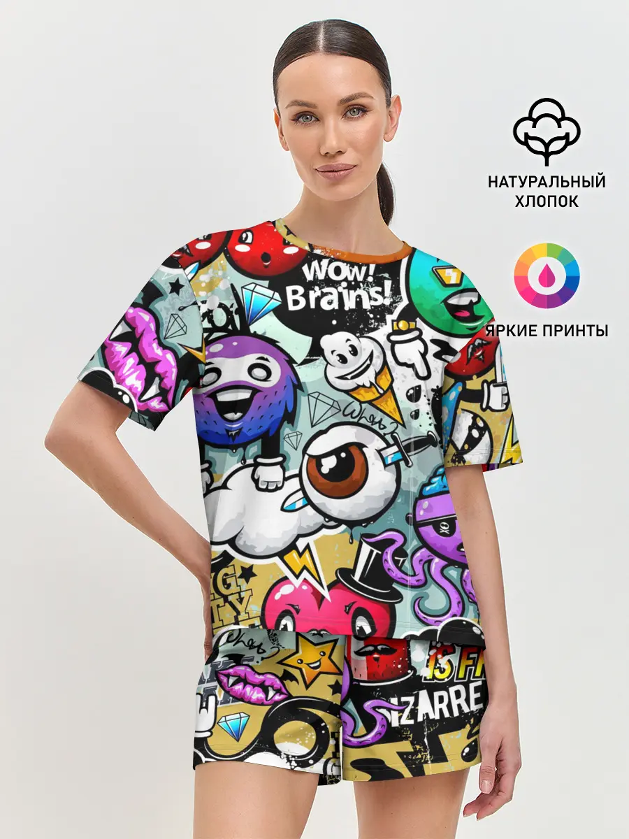 Женская пижама с шортами / Граффити
