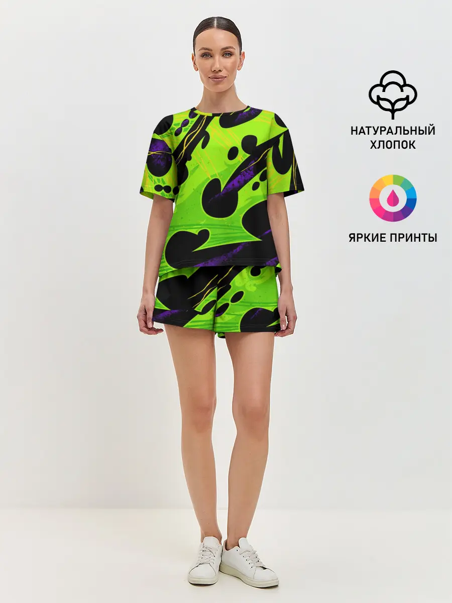 Женская пижама с шортами / КИСЛОТНАЯ ОРГАНИКА | НЕОНОВАЯ