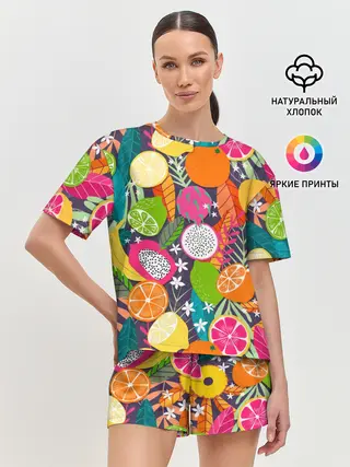 Женская пижама с шортами / Фрукты