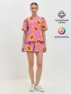 Женская пижама с шортами / Папайя на розовом