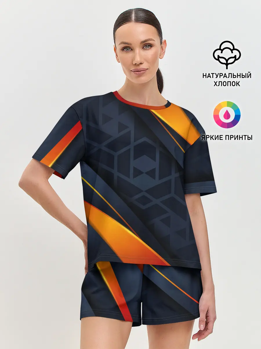 Женская пижама с шортами / BLACK ORANGE