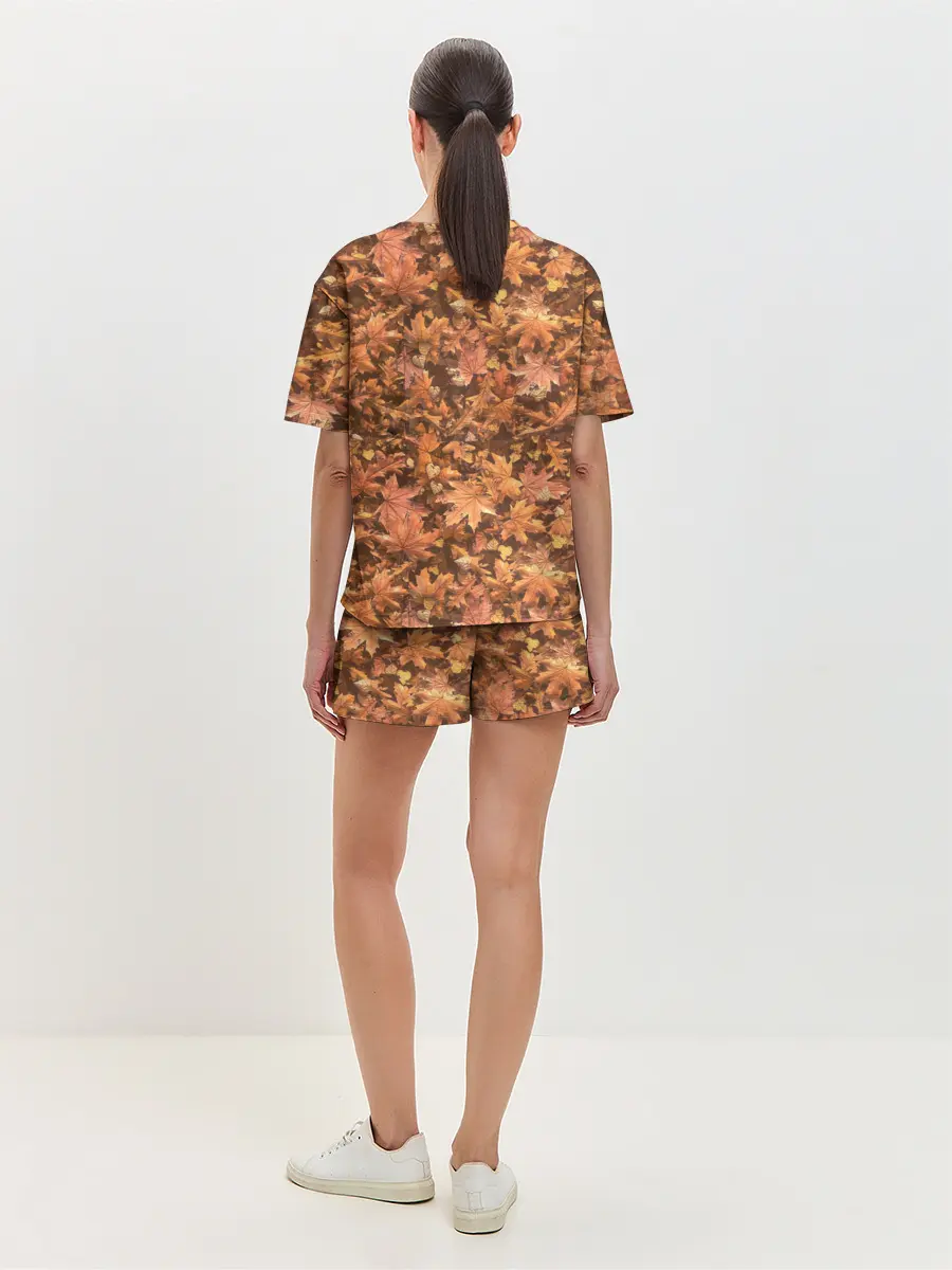 Женская пижама с шортами / Осеннее листопад
