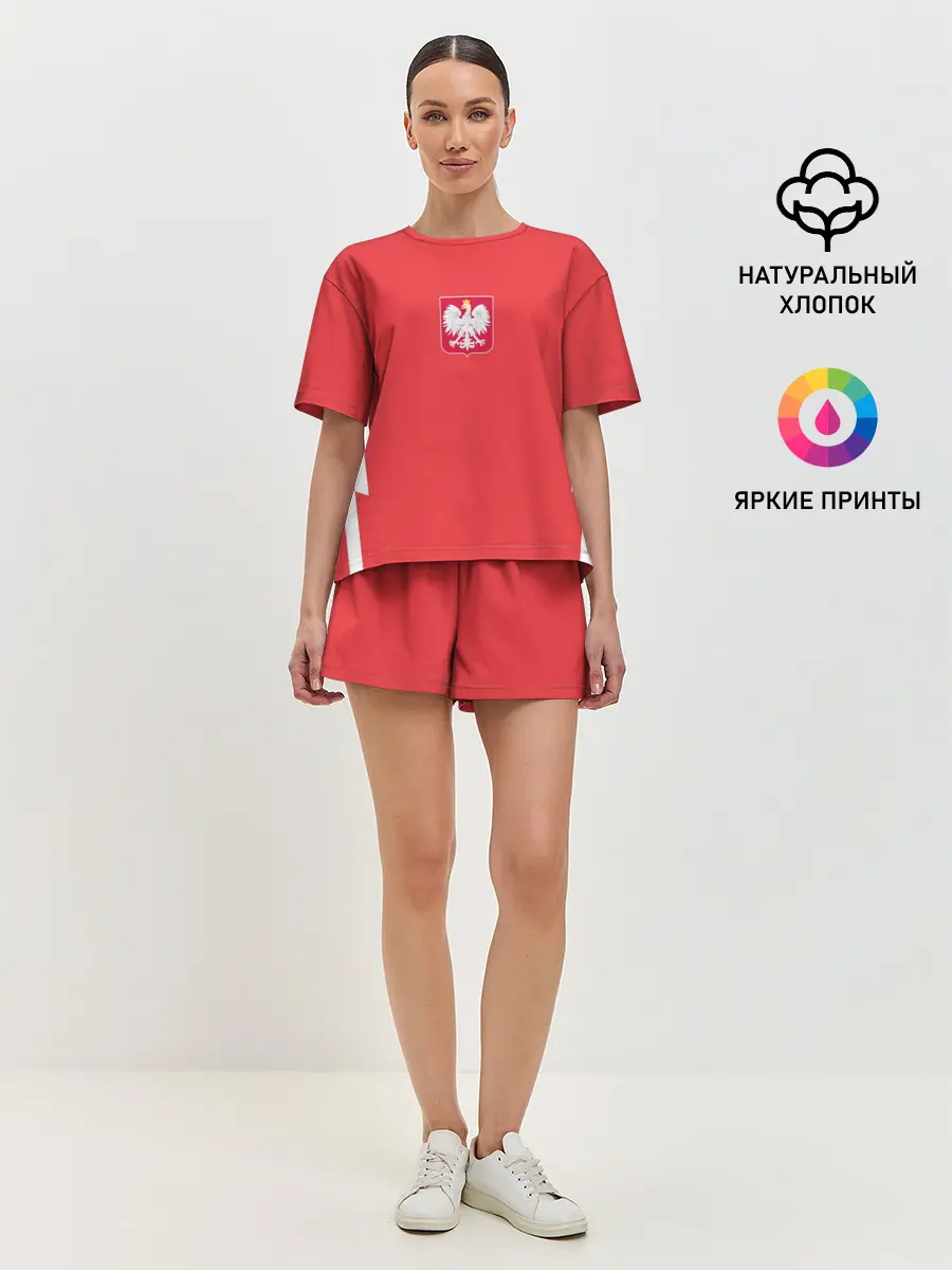 Женская пижама с шортами / Польша футбольная форма