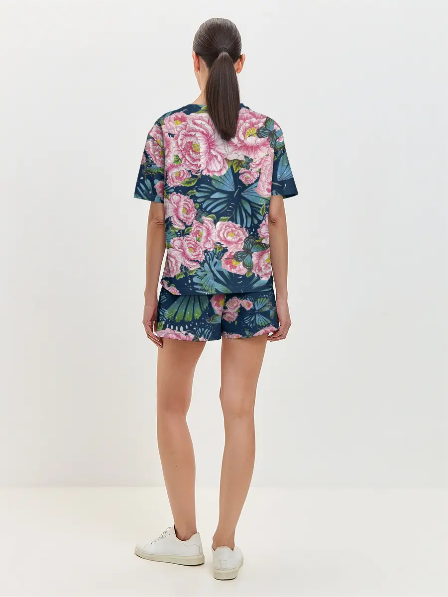 Женская пижама с шортами / Пионы
