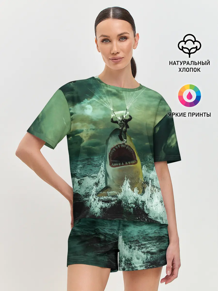 Женская пижама с шортами / Shark Attack | Акула атакует
