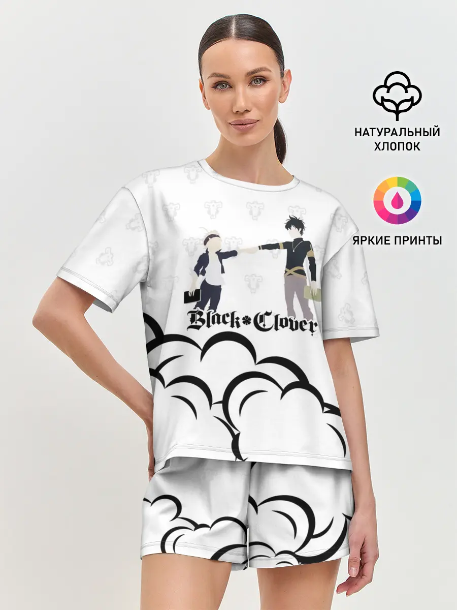 Женская пижама с шортами / Чёрный клевер Аста и Юно