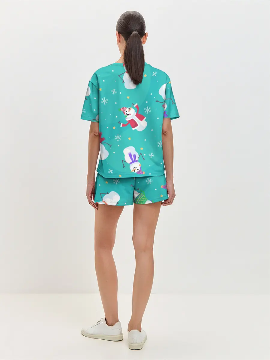 Женская пижама с шортами / РазНые Снеговики