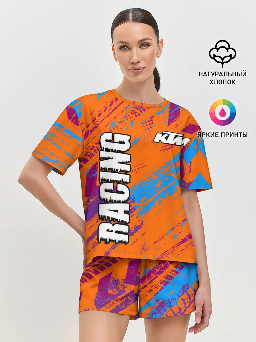 Женская пижама с шортами / KTM MOTORCYCLES / КТМ МОТОЦИКЛЫ