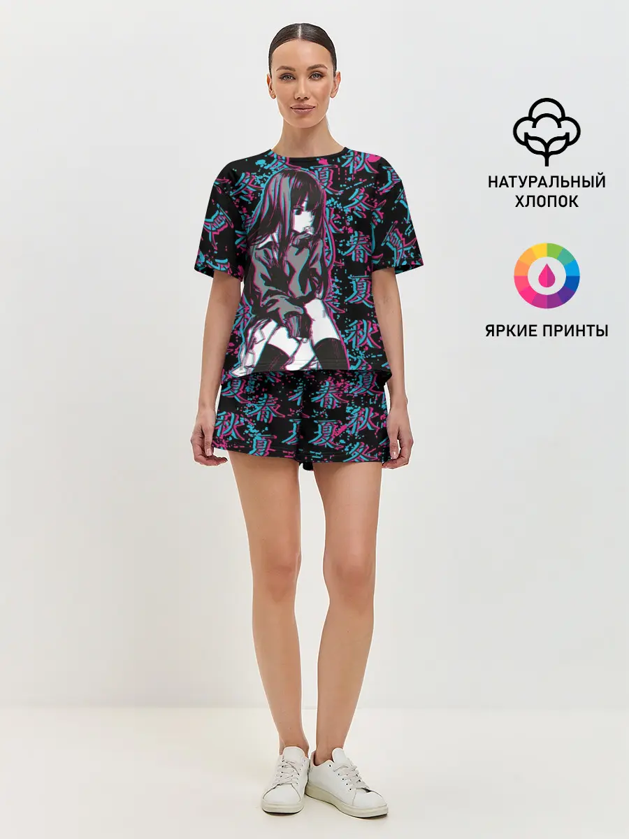 Женская пижама с шортами / Sad Anime Girl