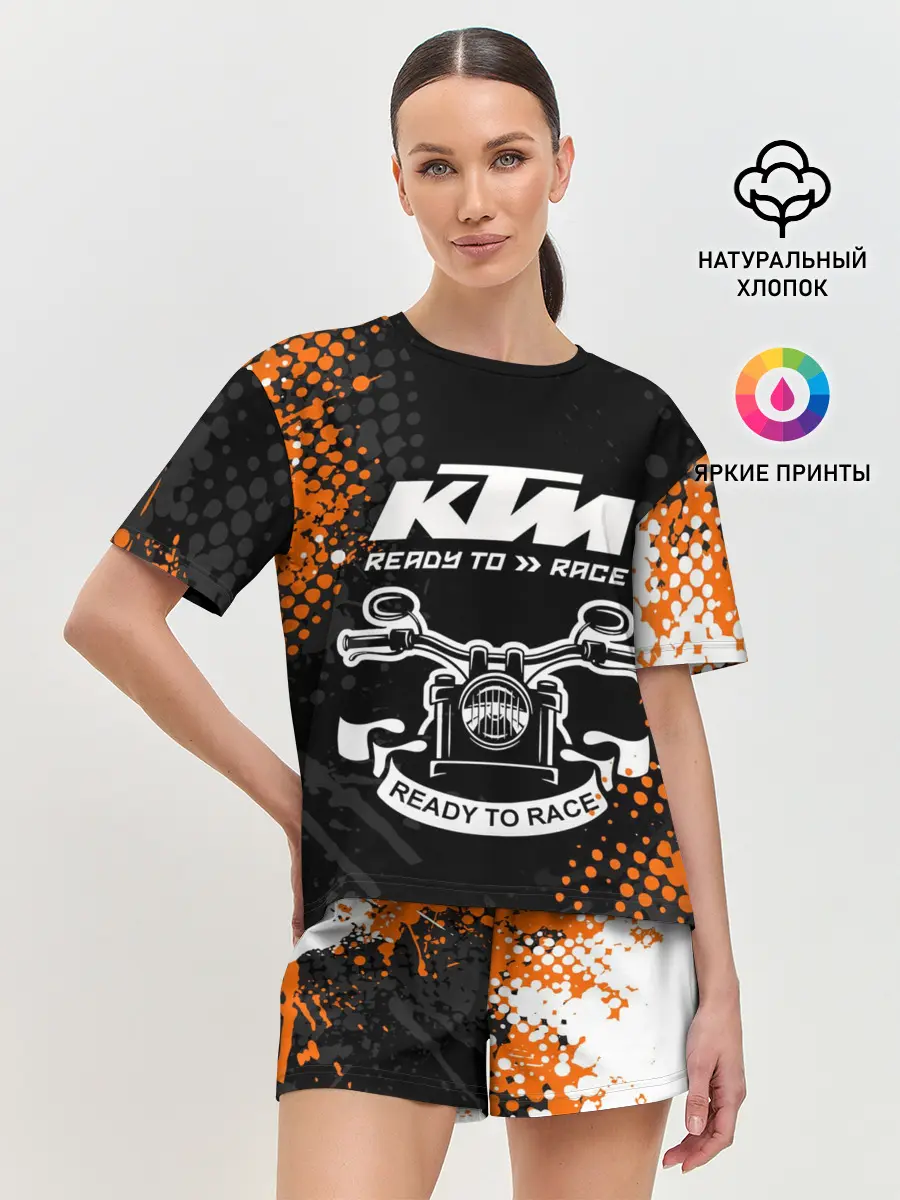 Женская пижама с шортами / KTM MOTORCYCLES / КТМ МОТОЦИКЛЫ