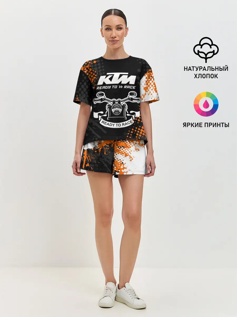 Женская пижама с шортами / KTM MOTORCYCLES / КТМ МОТОЦИКЛЫ