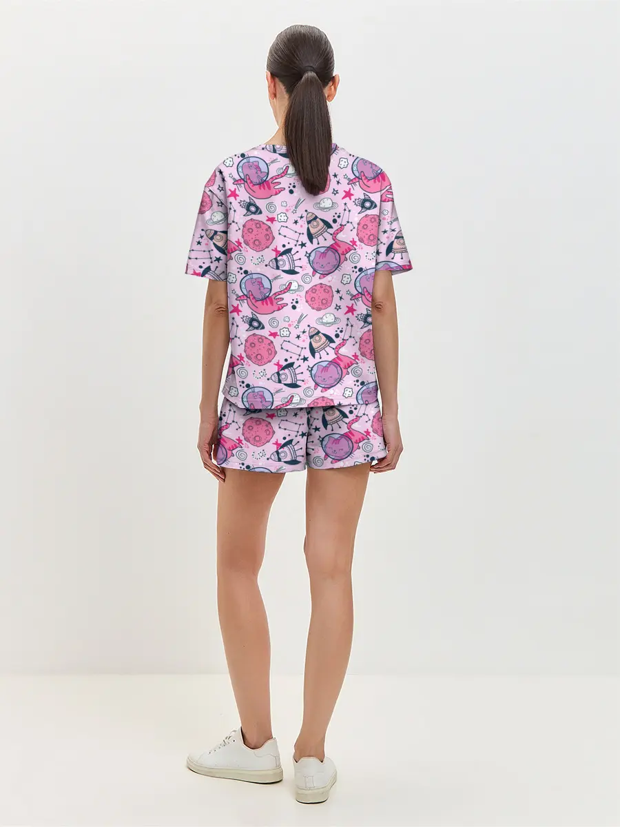 Женская пижама с шортами / Кошки в космосе