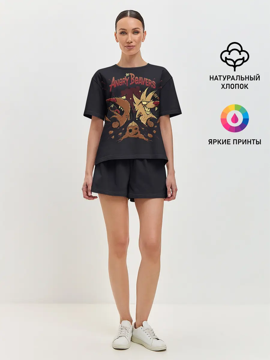 Женская пижама с шортами / Крутые бобры. Рокеры