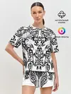 Женская пижама с шортами / ТАТУ ЧЕРНО БЕЛОЕ УЗОР