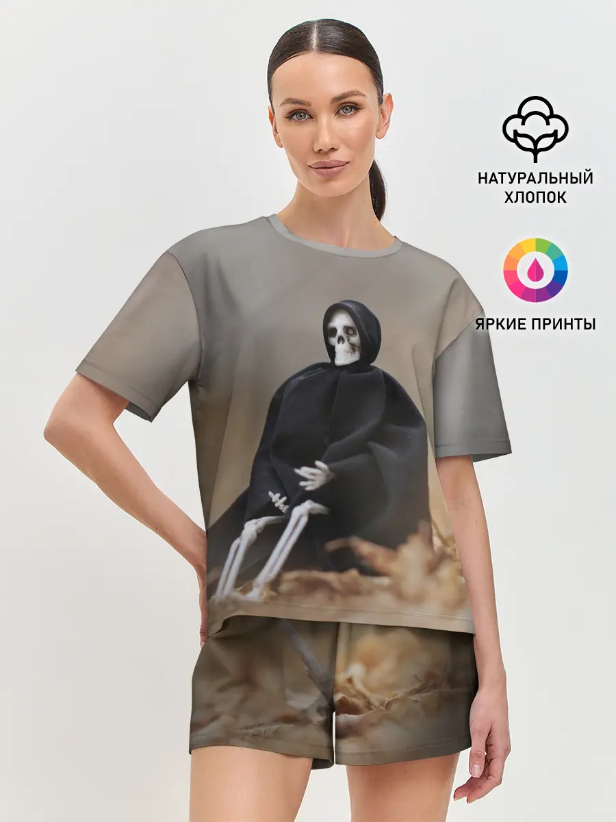 Женская пижама с шортами / Сидячий Скелет
