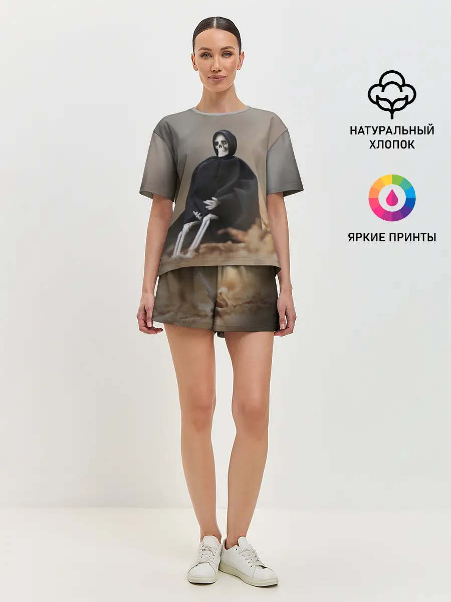 Женская пижама с шортами / Сидячий Скелет