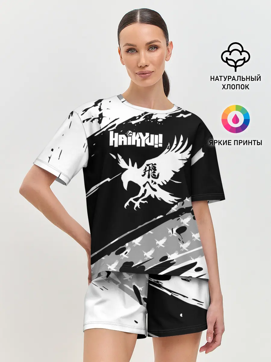 Женская пижама с шортами / Haikyuu!! Ворон иероглиф