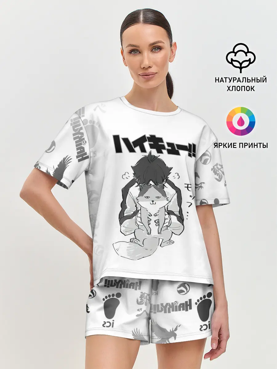 Женская пижама с шортами / Haikyu!! Кошка Некома