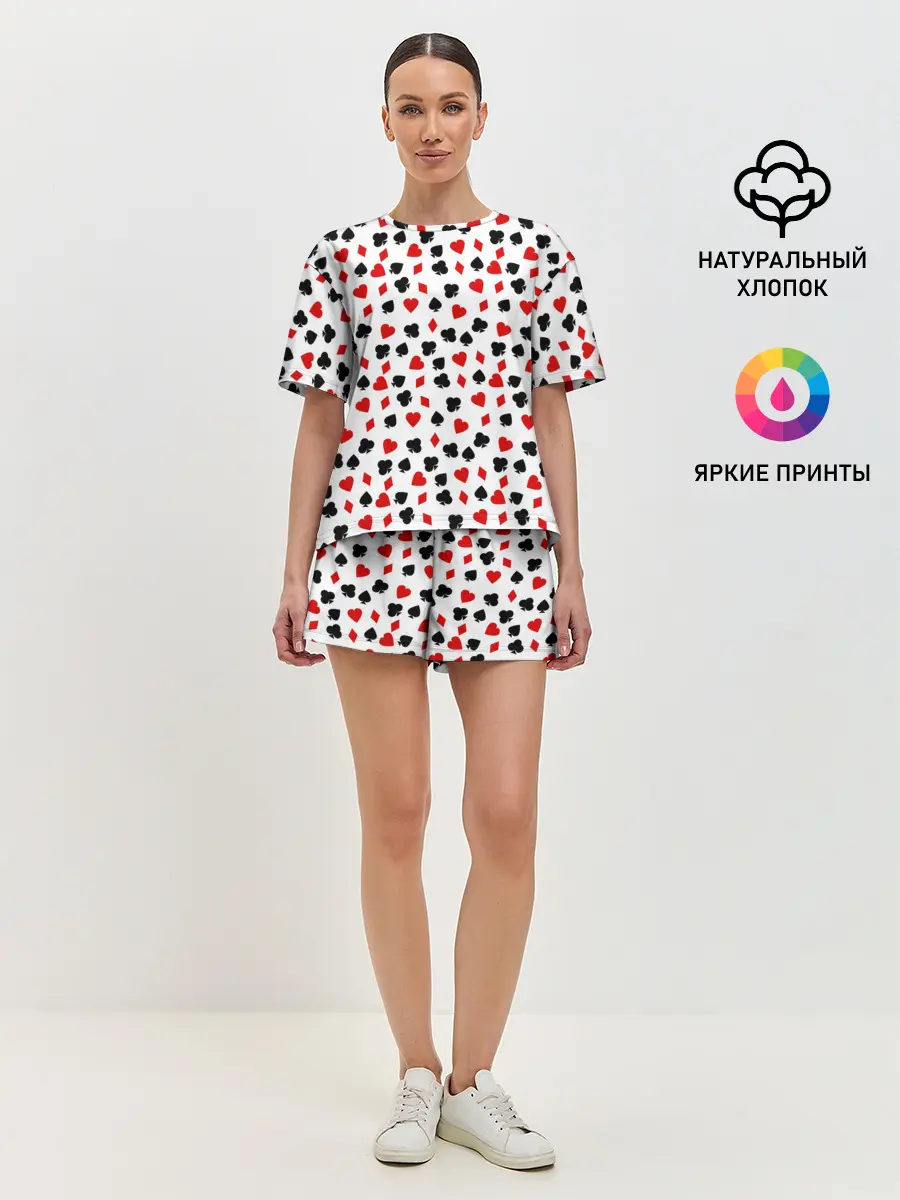 Женская пижама с шортами / Карточные Масти