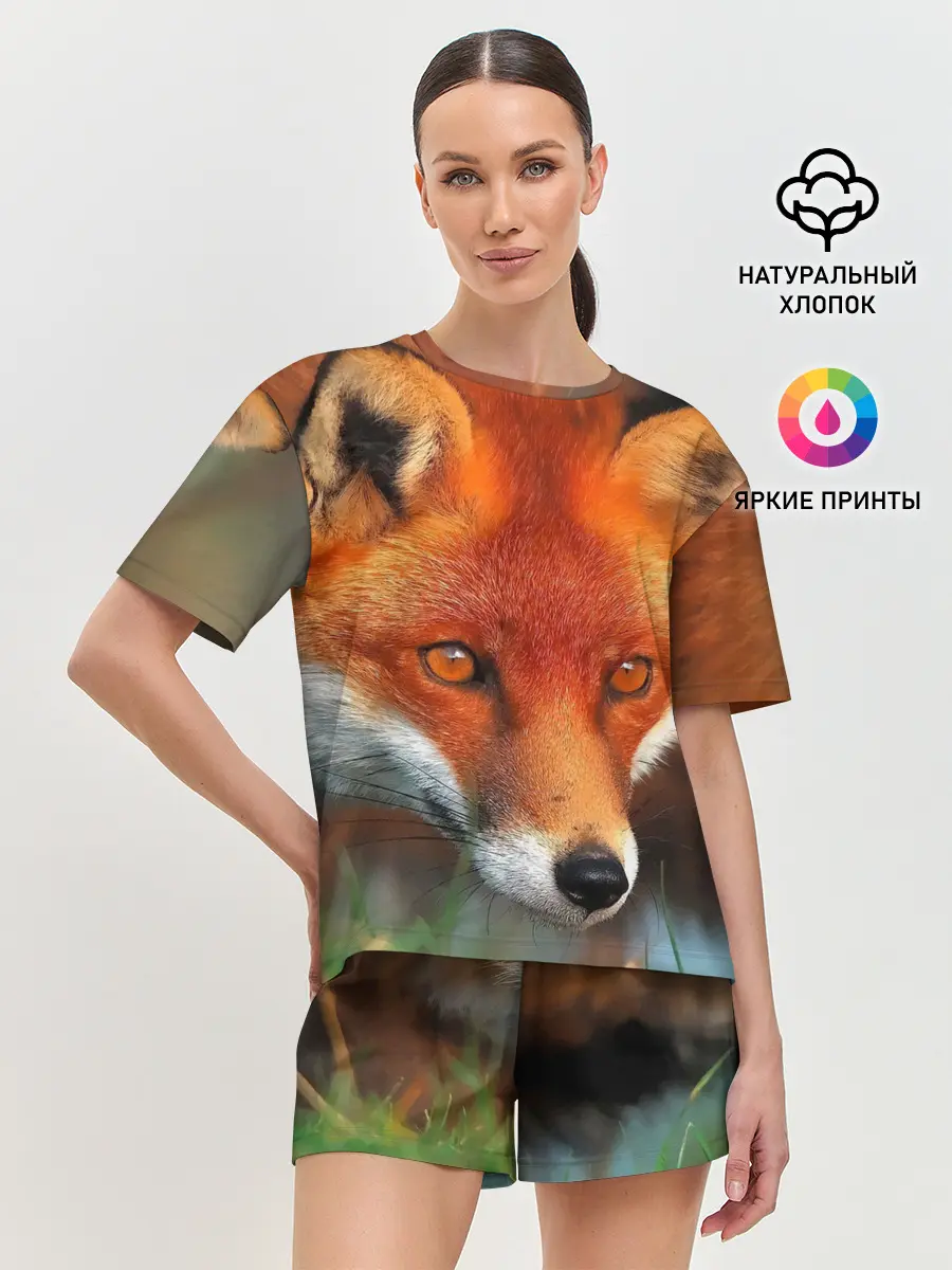 Женская пижама с шортами / Лисица охотница