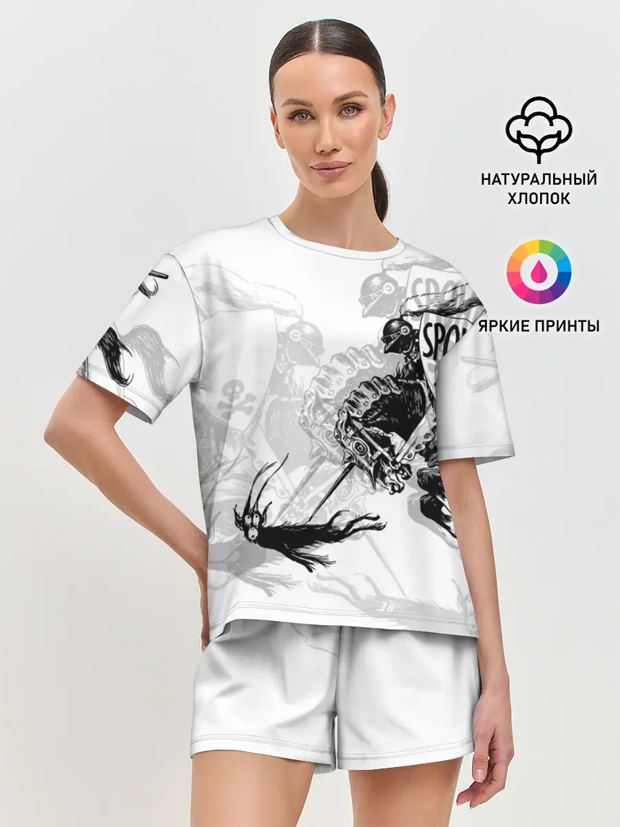 Женская пижама с шортами / Всадник и чёрт