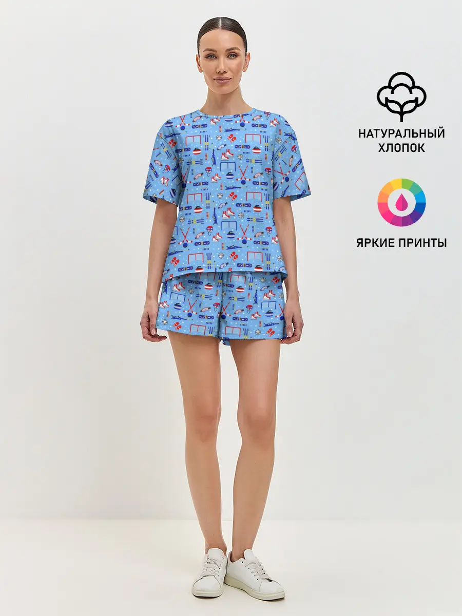 Женская пижама с шортами / Зимние виды спорта