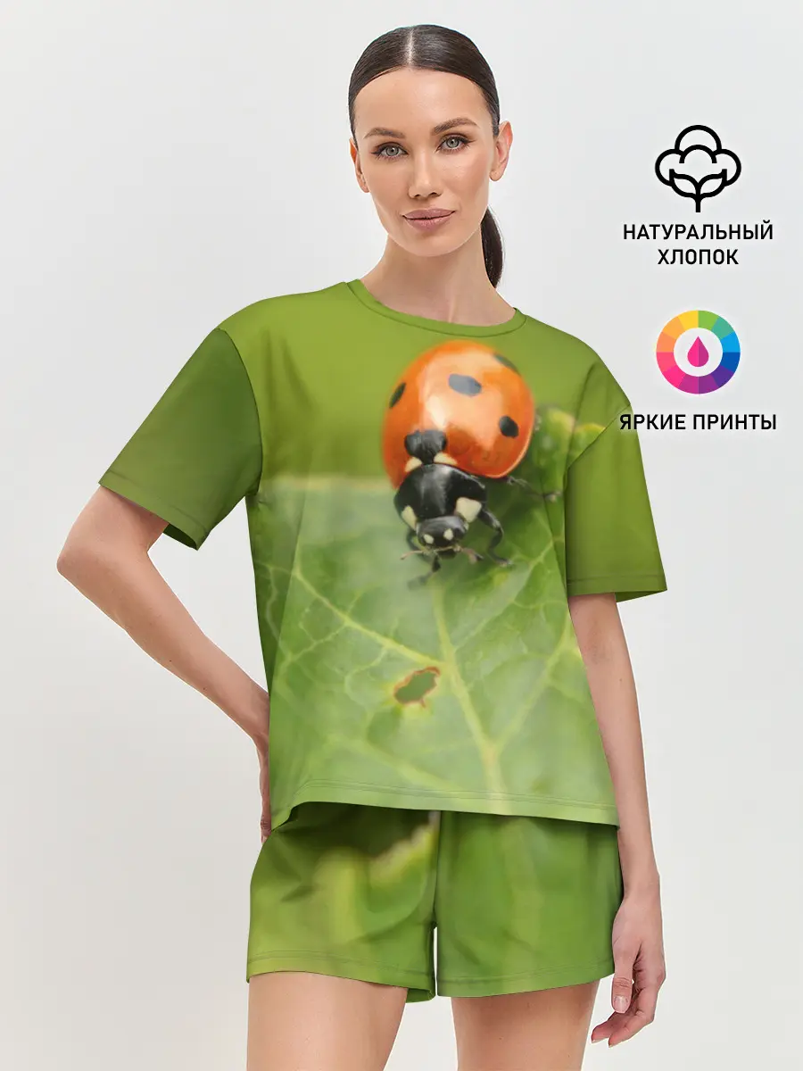 Женская пижама с шортами / Божья коровка
