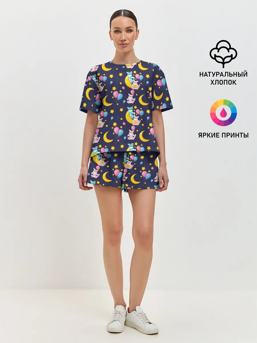 Женская пижама с шортами / Ночные дракончики