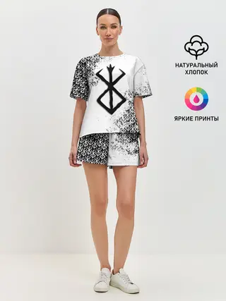 Женская пижама с шортами / БЕРСЕРК logo ч/б