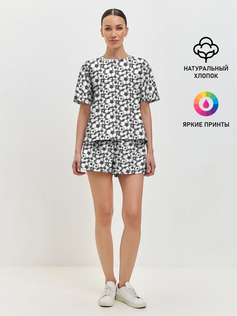 Женская пижама с шортами / Футбольные Мячи