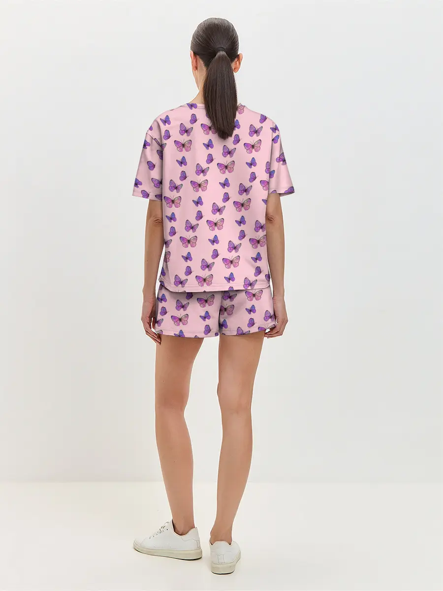 Женская пижама с шортами / Бабочки фиолетовые | 2