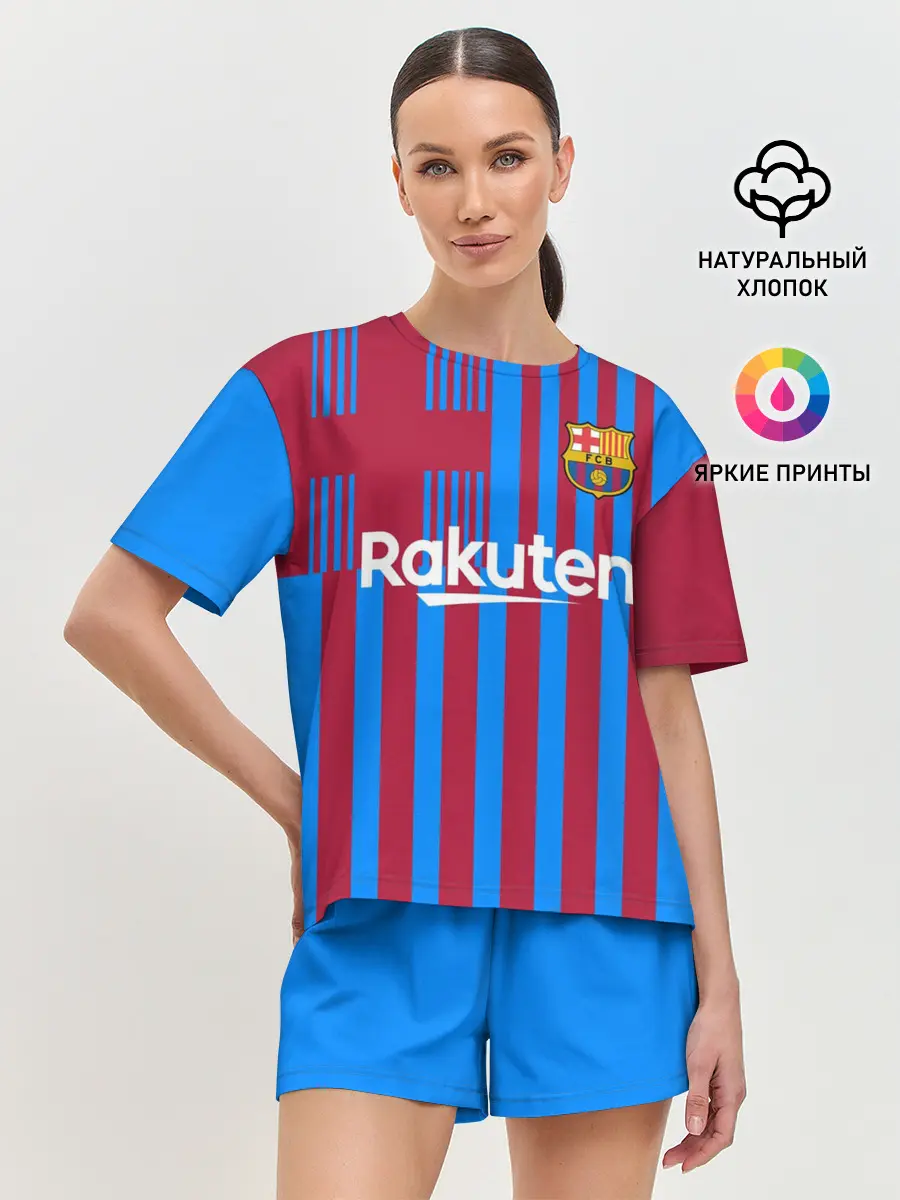 Женская пижама с шортами / Домашняя форма ФК «Барселона»