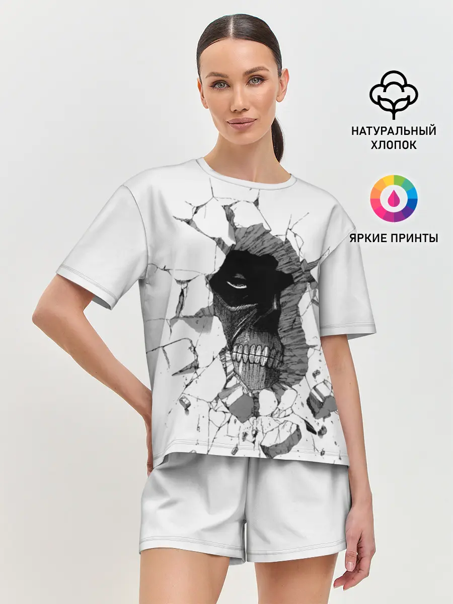 Женская пижама с шортами / Из стены смотрит на Эрена