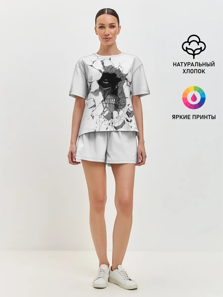 Женская пижама с шортами / Из стены смотрит на Эрена