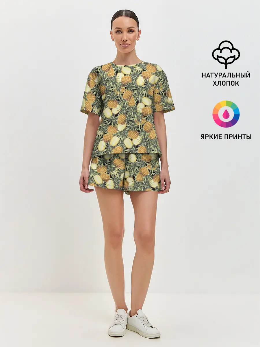 Женская пижама с шортами / ананасы