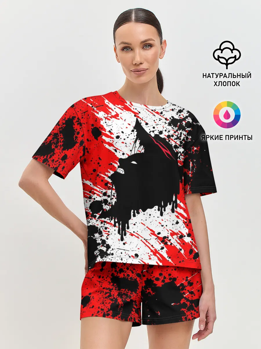 Женская пижама с шортами / БЕРСЕРК краска брызги