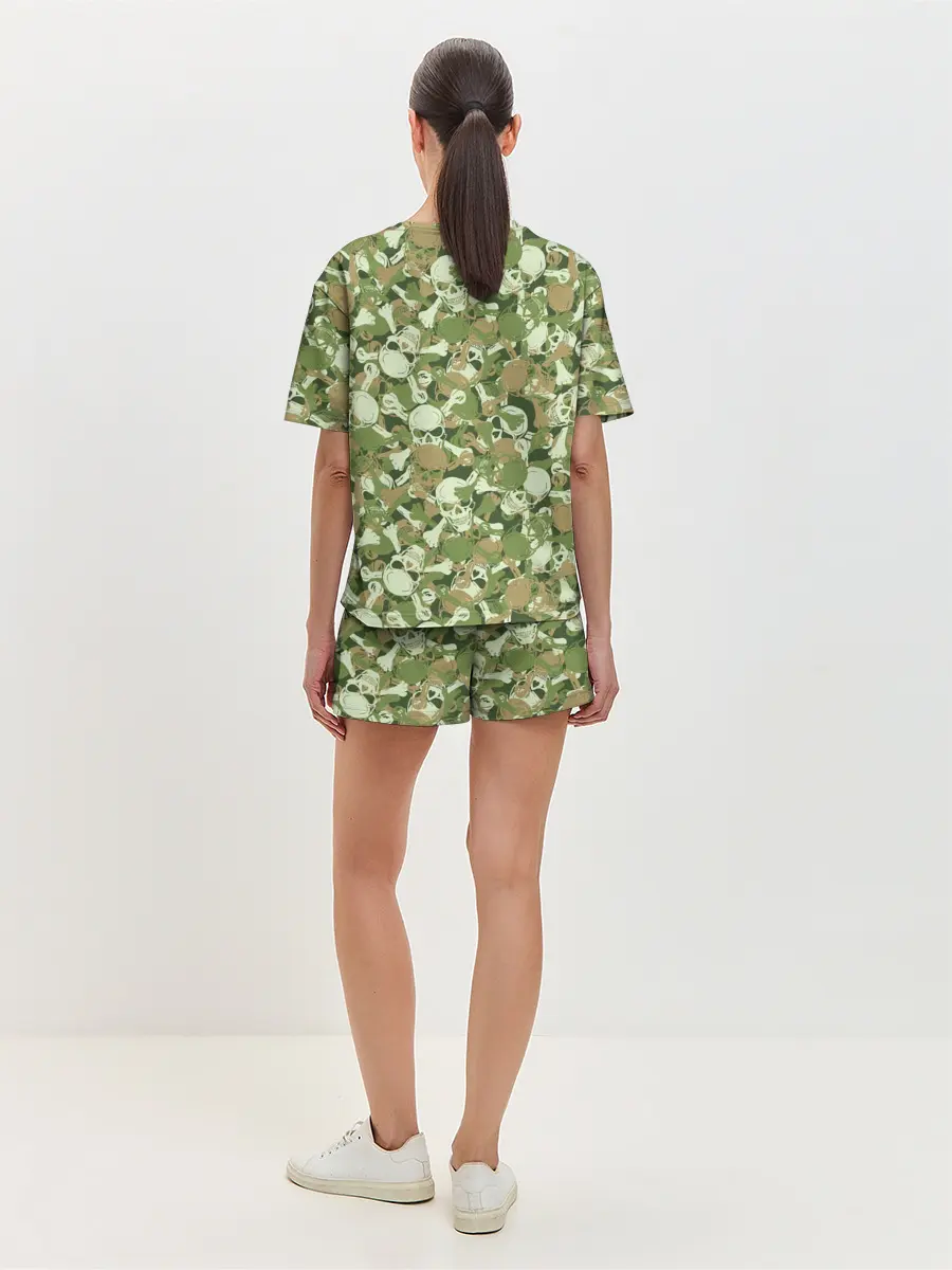 Женская пижама с шортами / Камуфляж из черепов