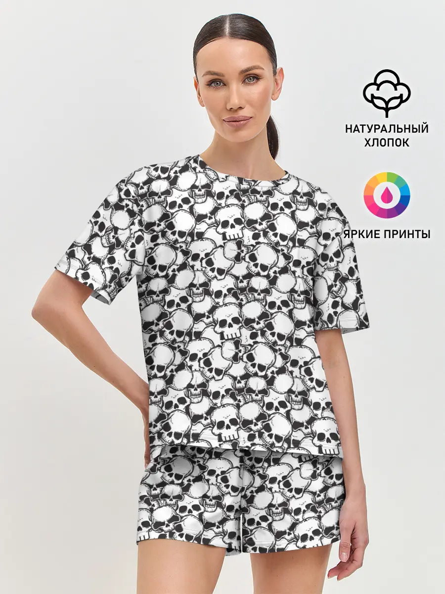 Женская пижама с шортами / Черепа