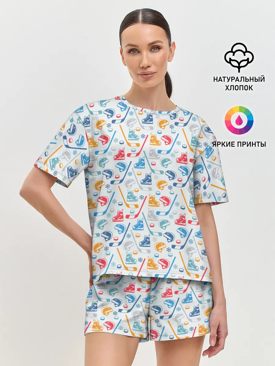 Женская пижама с шортами / Хоккей
