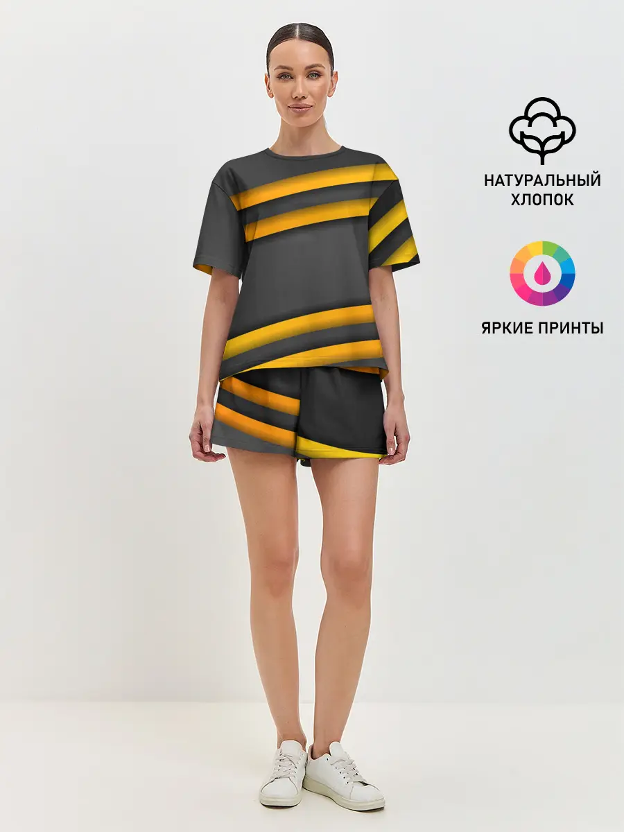 Женская пижама с шортами / Желтые полосы