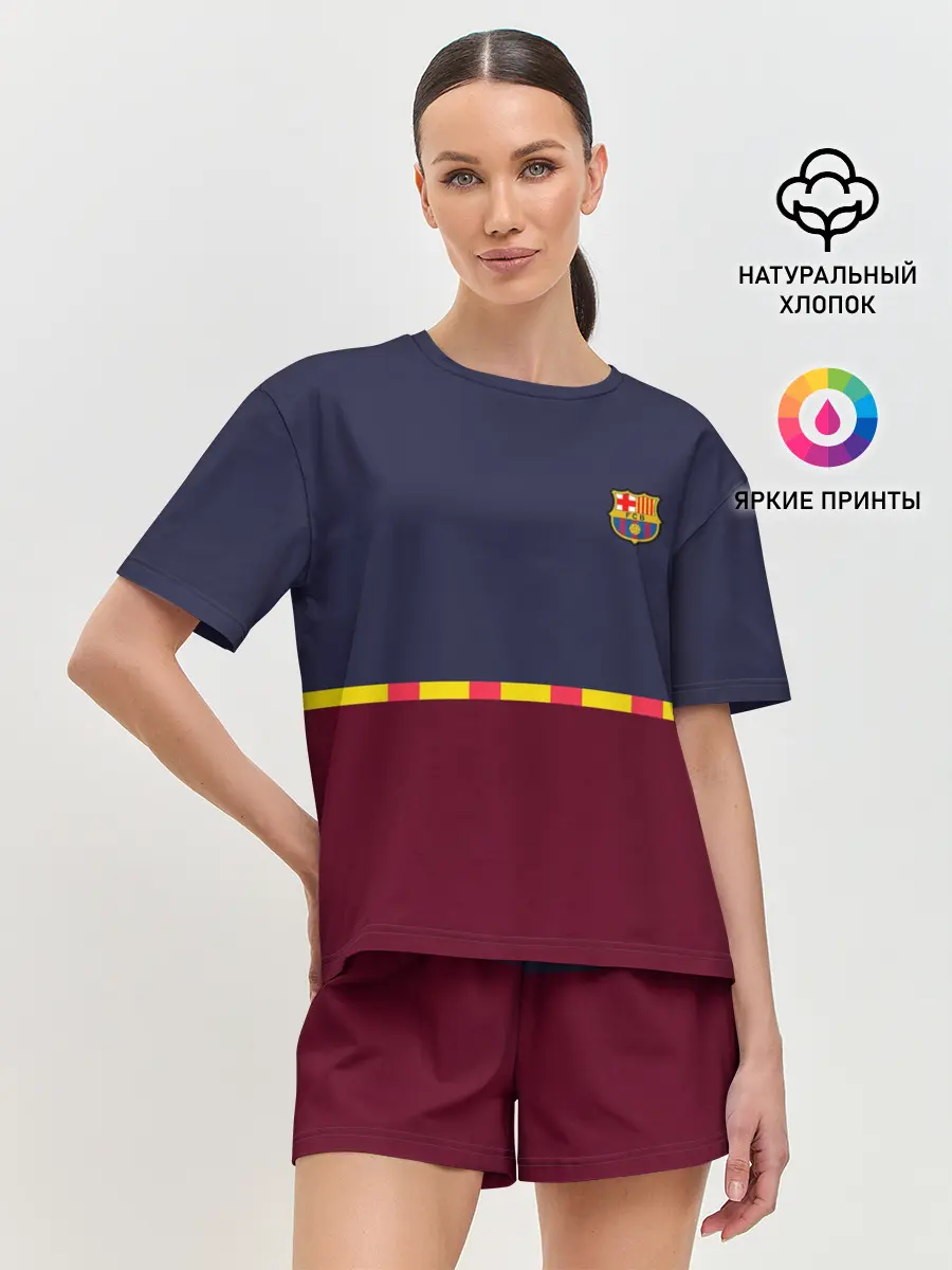 Женская пижама с шортами / FC Barcelona | Flag and team Logo