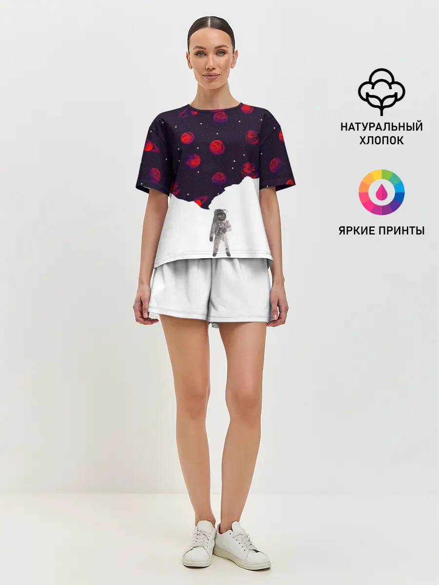 Женская пижама с шортами / Мысли Космонавта