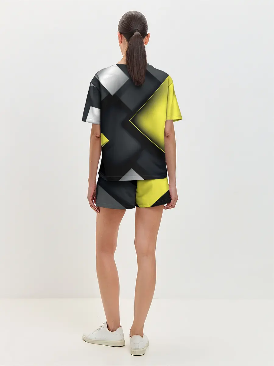 Женская пижама с шортами / Желто черный ромб