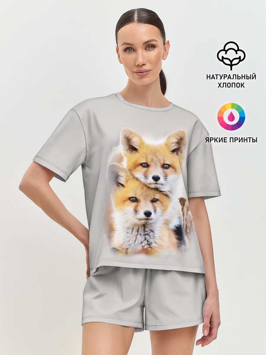 Женская пижама с шортами / Лисята