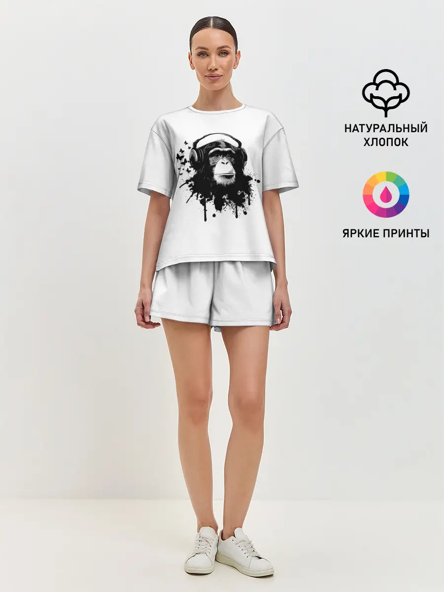 Женская пижама с шортами / Обезьяна Меломан