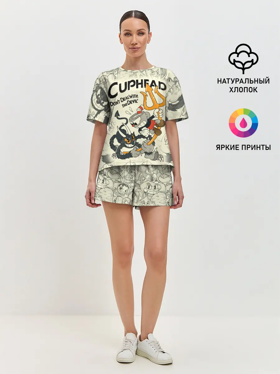 Женская пижама с шортами / Cuphead and Devil